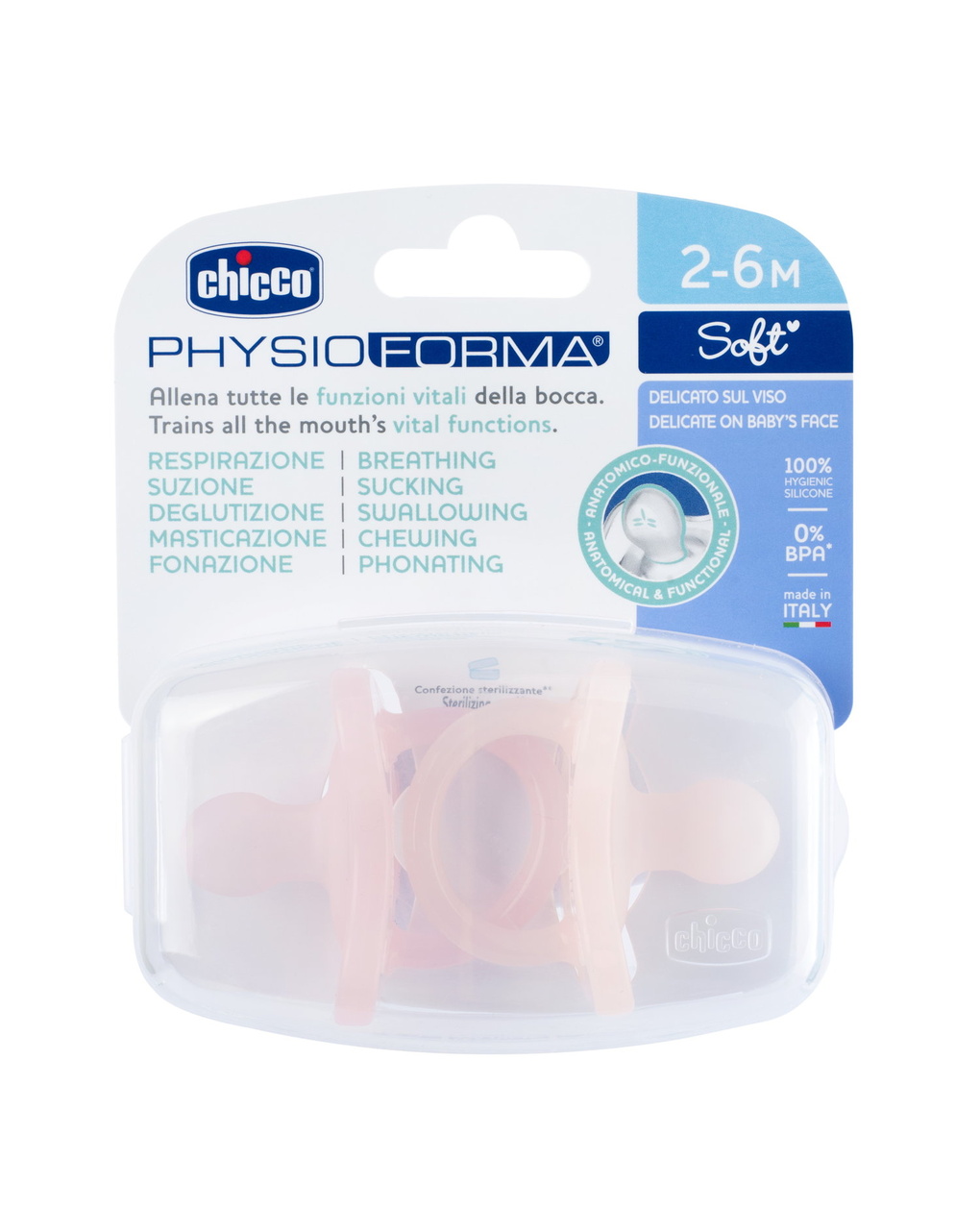 Physioforma gommotto rosa in silicone 2 pezzi | 2-6 mesi - chicco