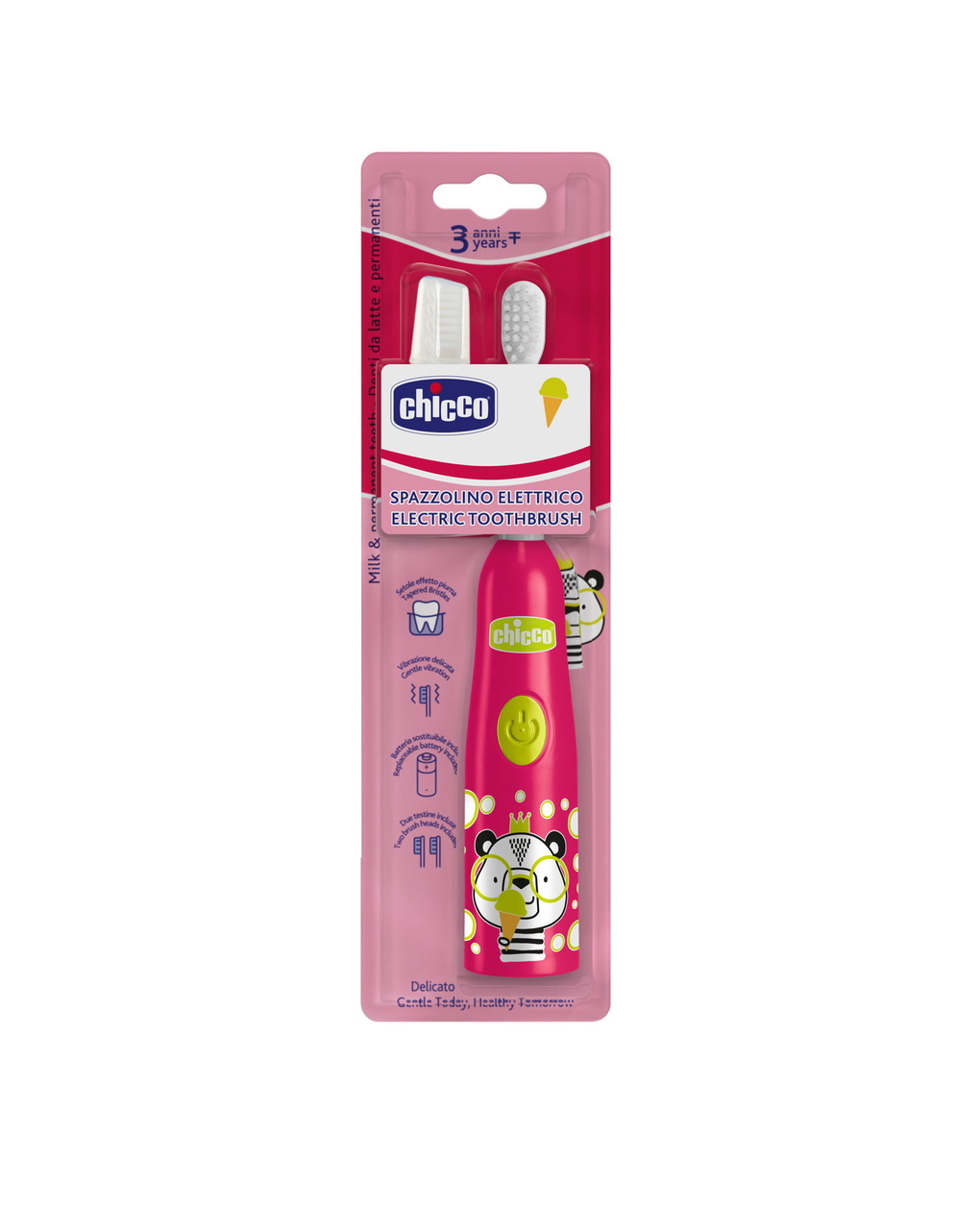 Spazzolino elettrico panda rosa - chicco