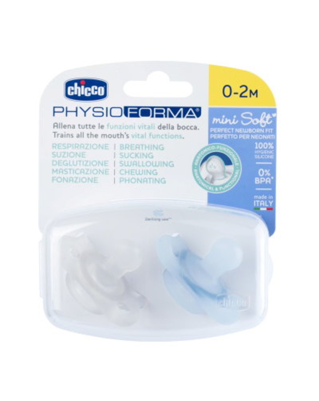 Gommottino silicone azzurro 0 -2m - chicco