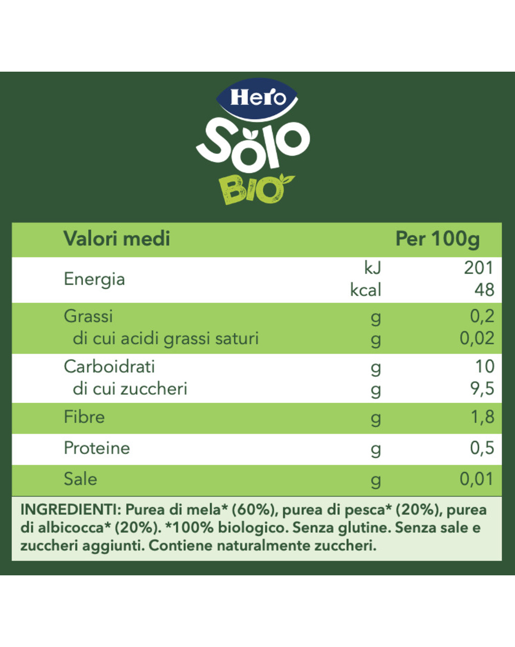 Omogeneizzato mela pesca albicocca 120 gr - hero solo