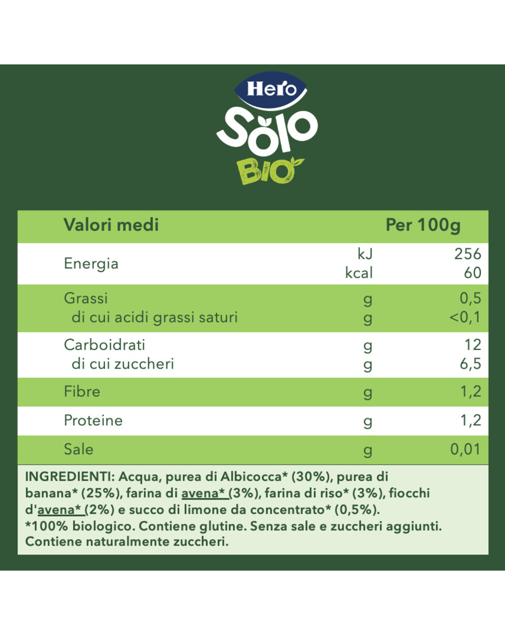 Pouch frutta & avena con albicocca banana e avena 100 gr - hero solo