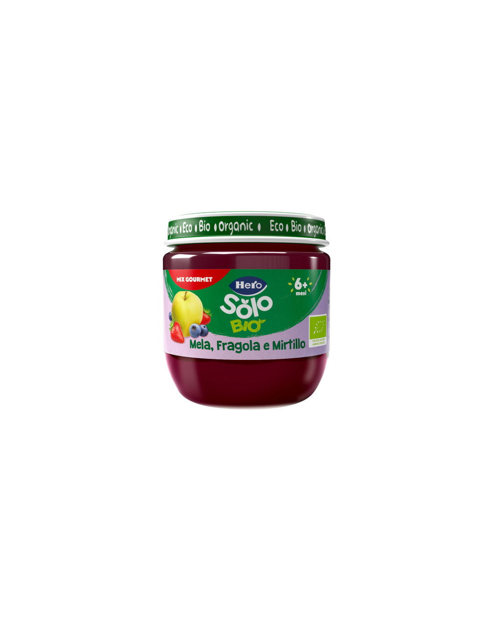 Omogeneizzato mela fragola mirtillo 120 gr - hero solo