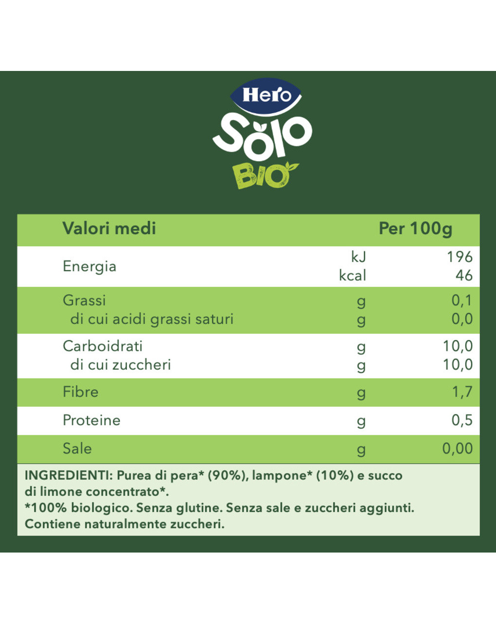 Hero baby pouch pera lampone bio 100g