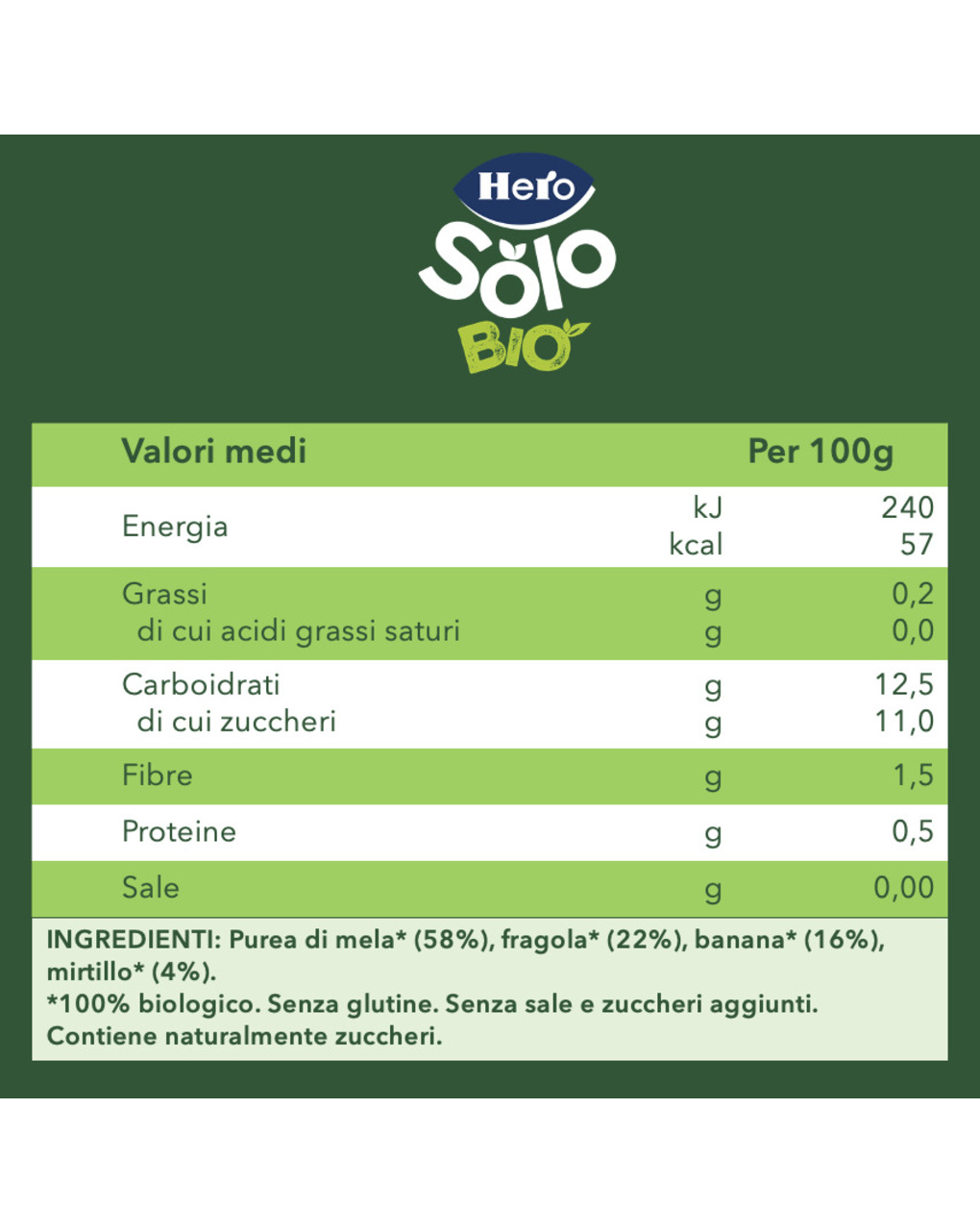 Pouch mela banana fragola bio 100g - hero solo