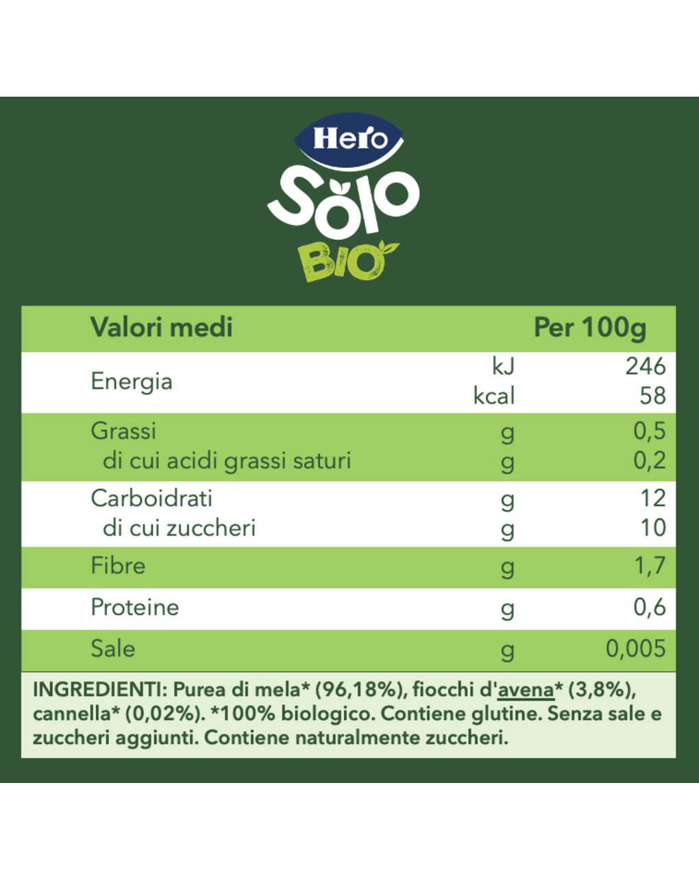 Omogeneizzato mela e cannella 120 gr biologico - hero solo