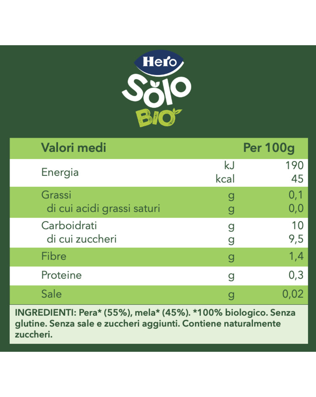 Hero solo omogeneizzato pera mela 120g