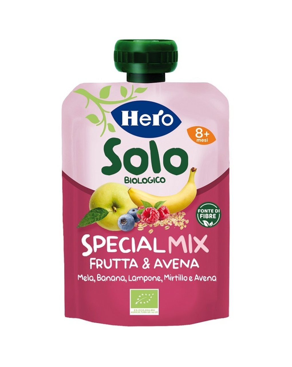 Pouch frutta & avena con mela banana lampone e avena 100 gr - hero solo