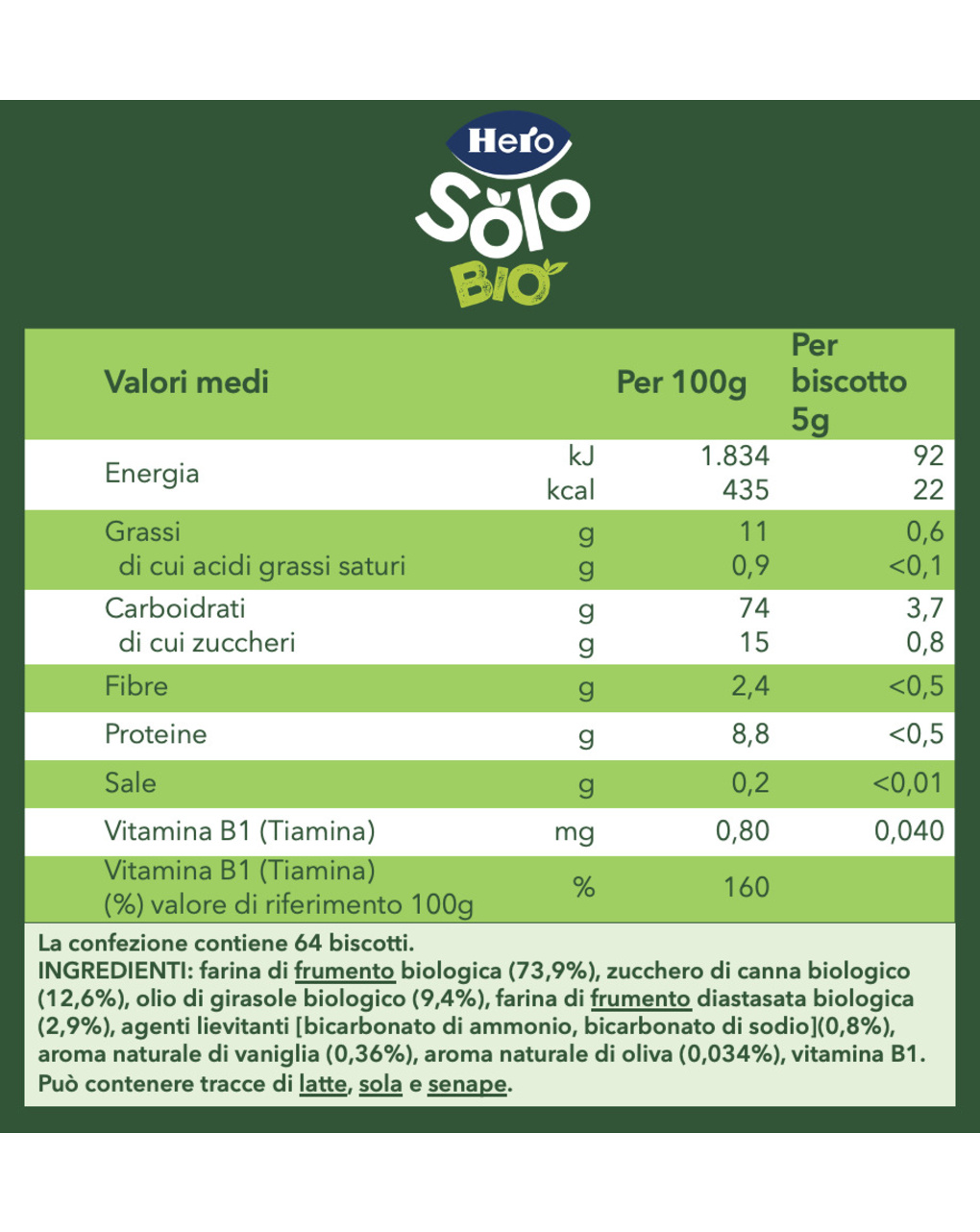 Biscotto solubile 320g - hero solo