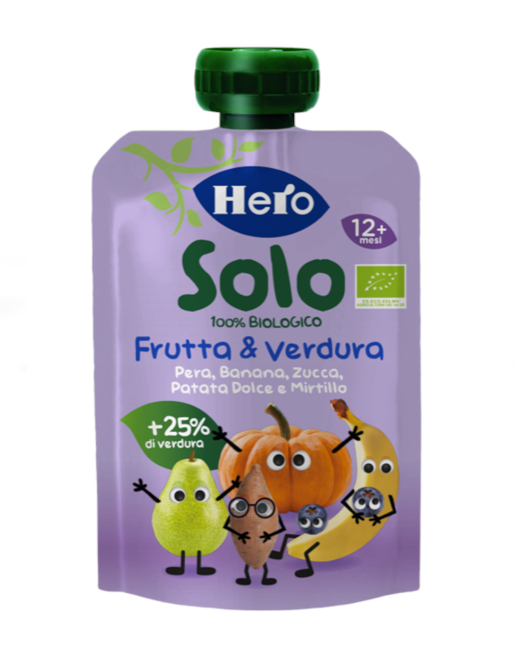 Pouch pera banana zucca patata dolce e mirtillo 100 gr - hero solo