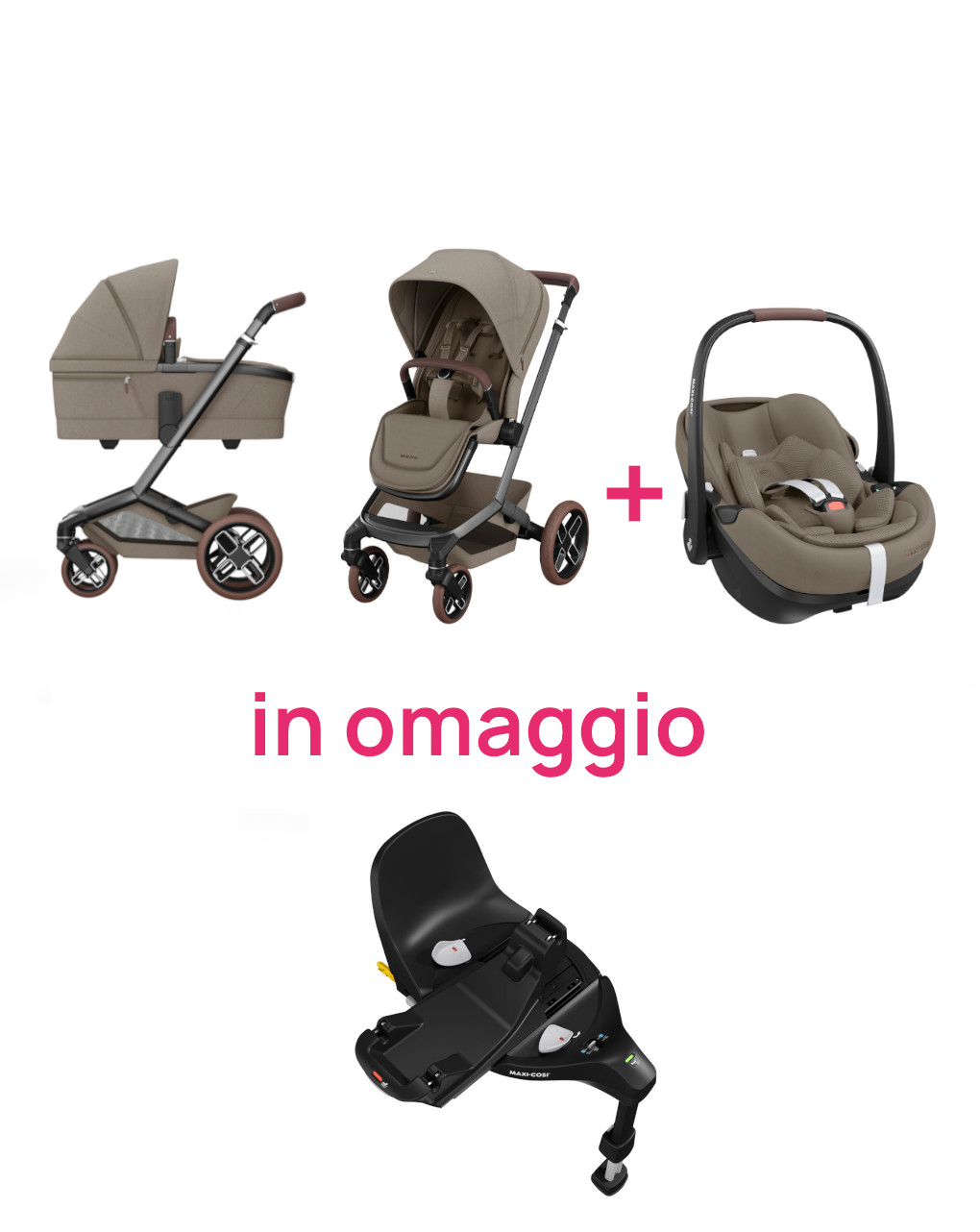 Duo fame twillic truffle + seggiolino auto pebble 360 pro 2 isize + base auto familyfix 360 pro in omaggio - maxi cosi