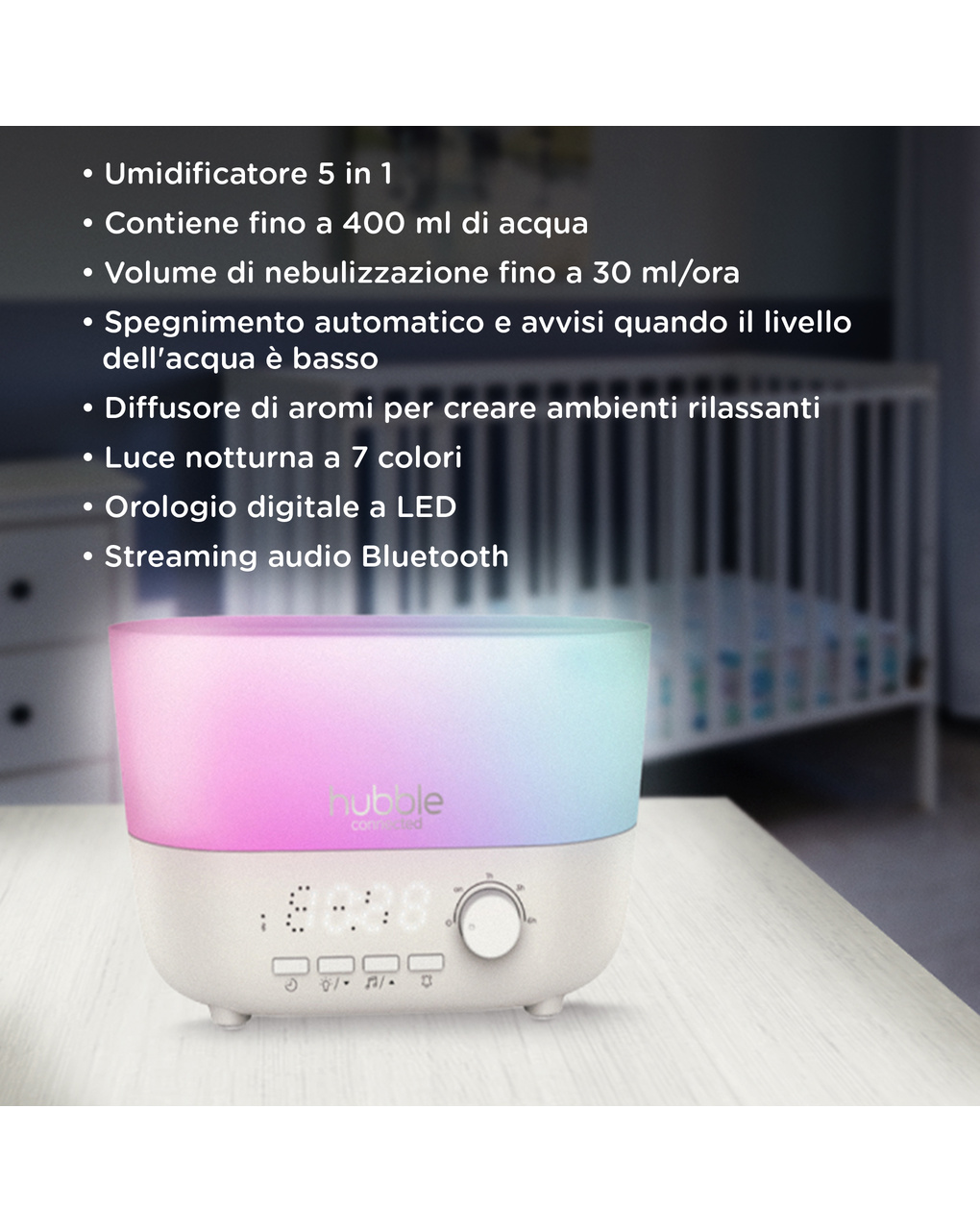 Mist 5-in-1 umidificatore con aromi - hubble connected