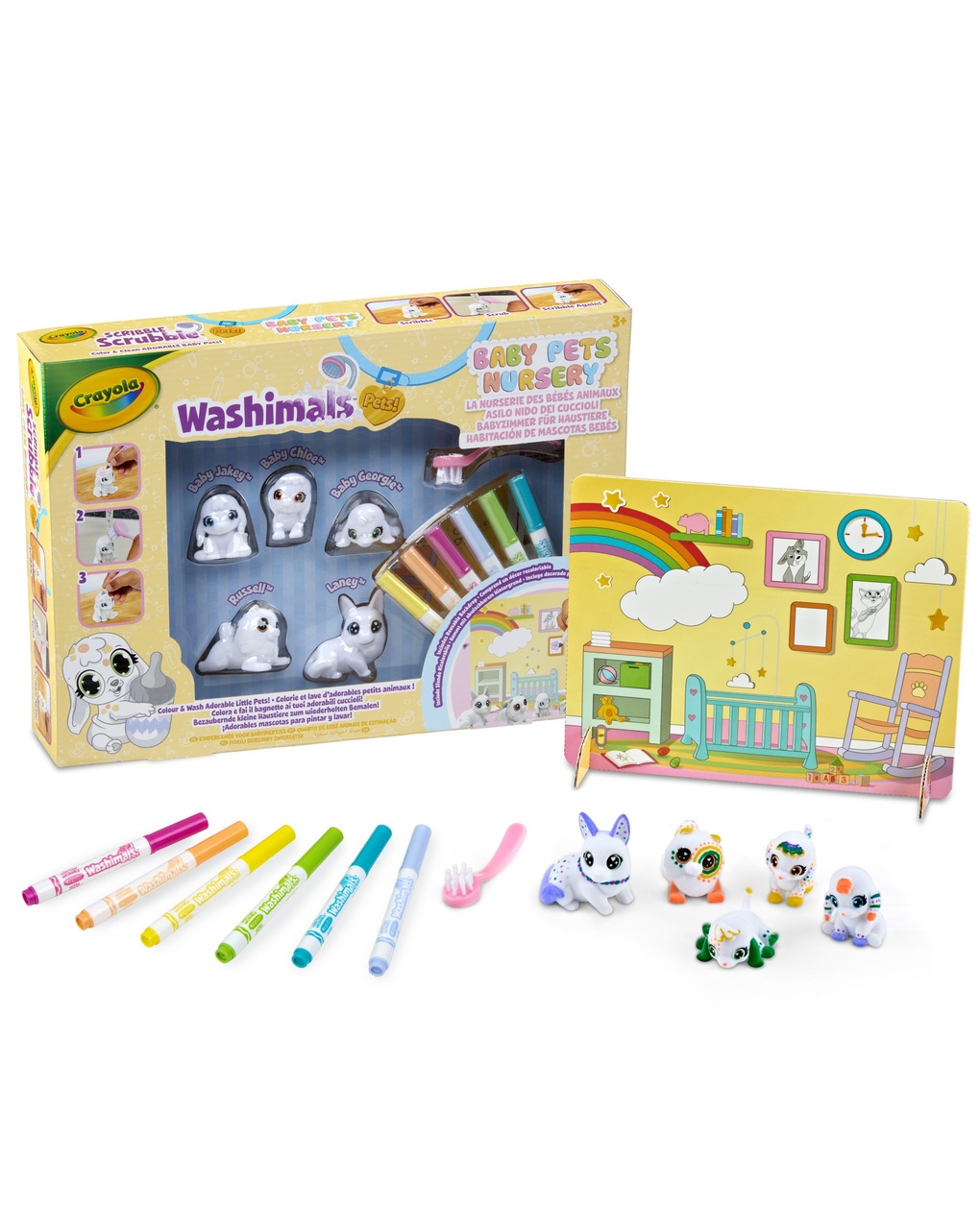 Washimals baby pets nursery, set asilo nido dei cuccioli - 3+  crayola