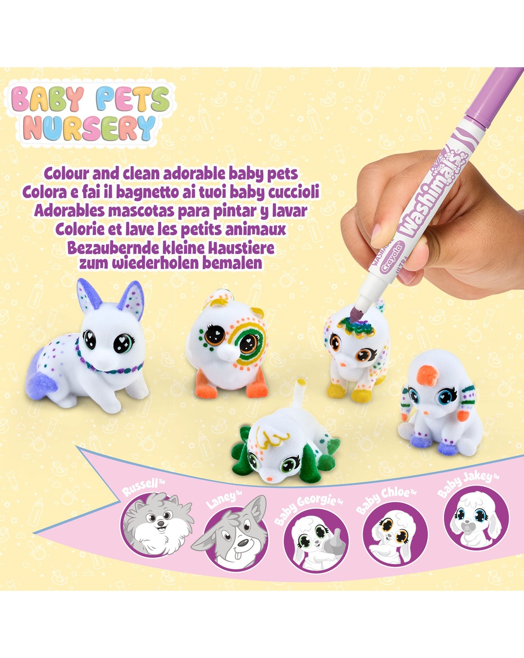 Washimals baby pets nursery, set asilo nido dei cuccioli - 3+  crayola