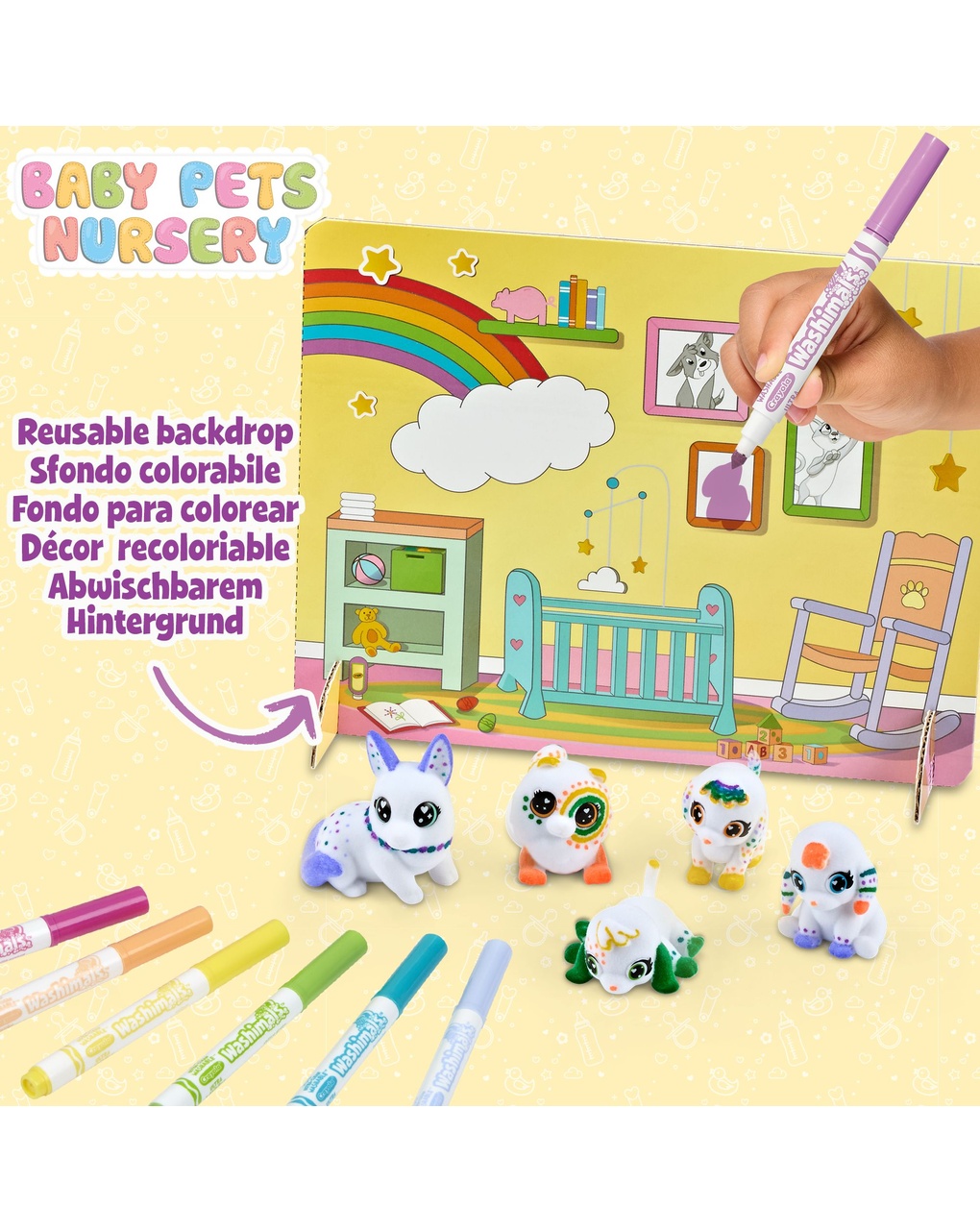 Washimals baby pets nursery, set asilo nido dei cuccioli - 3+  crayola