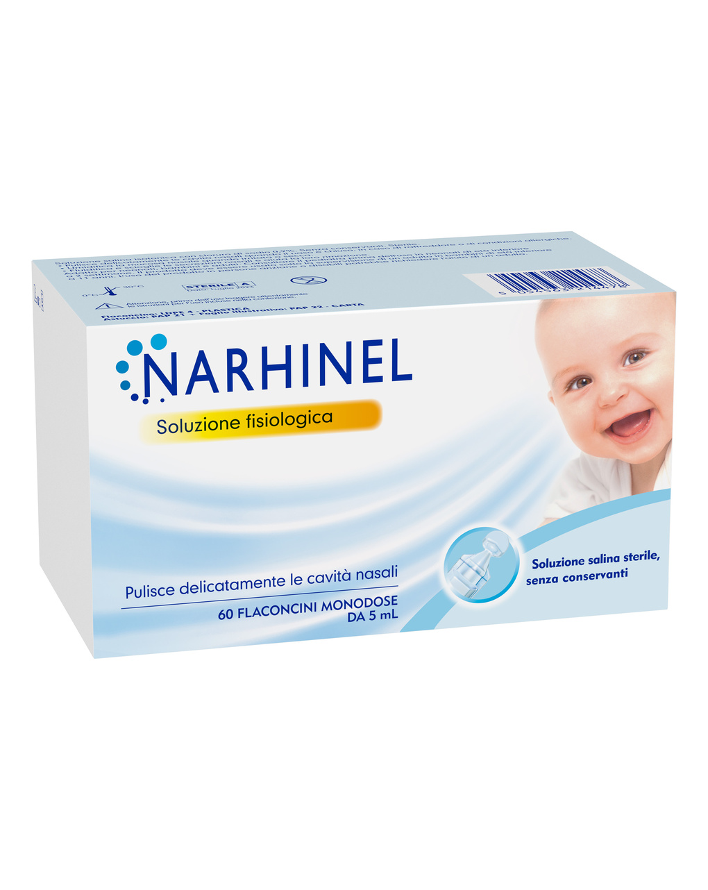 Soluzione fisiologica per aspiratore nasale 60 flaconcini da 5ml - narhinel