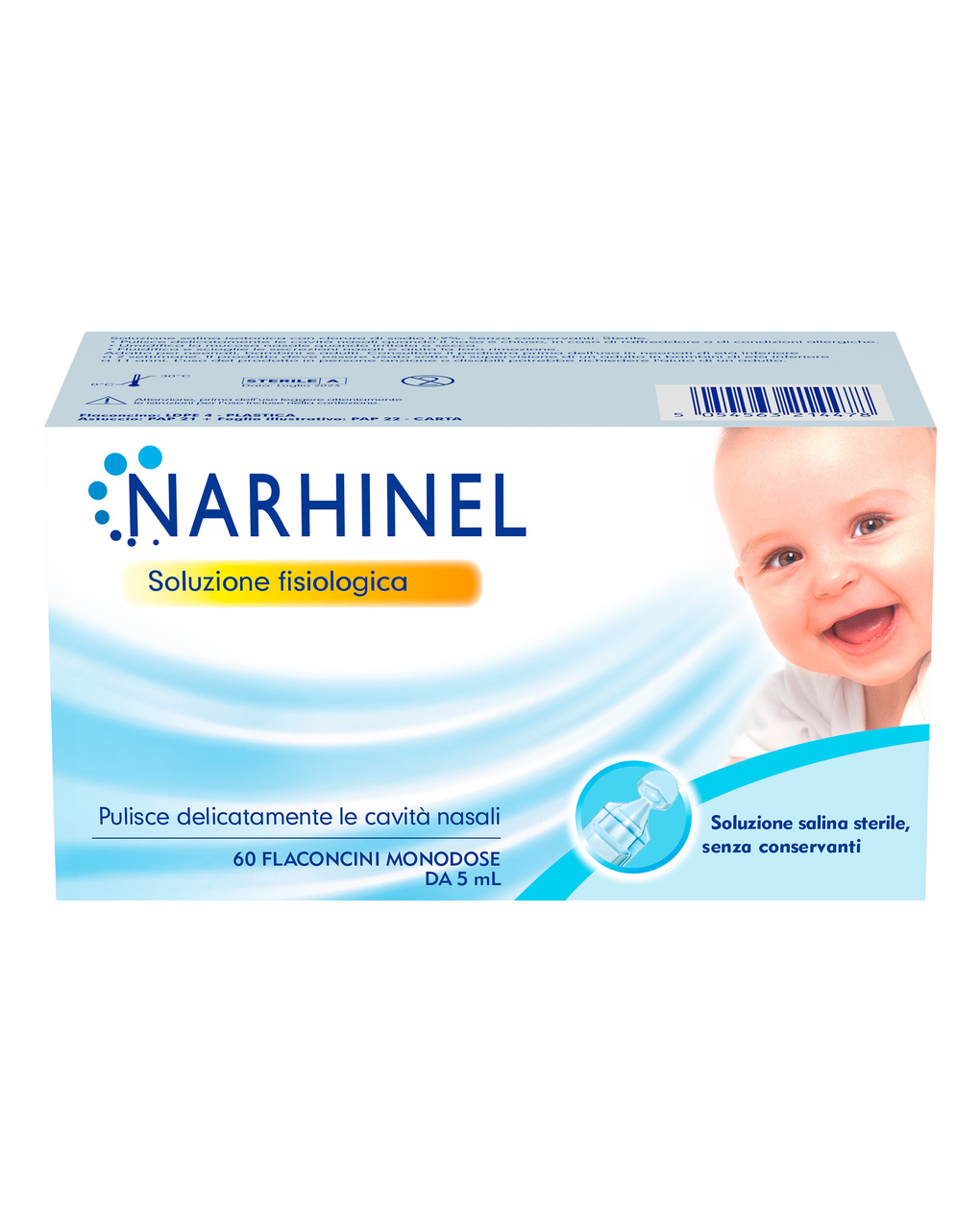 Soluzione fisiologica per aspiratore nasale 60 flaconcini da 5ml - narhinel