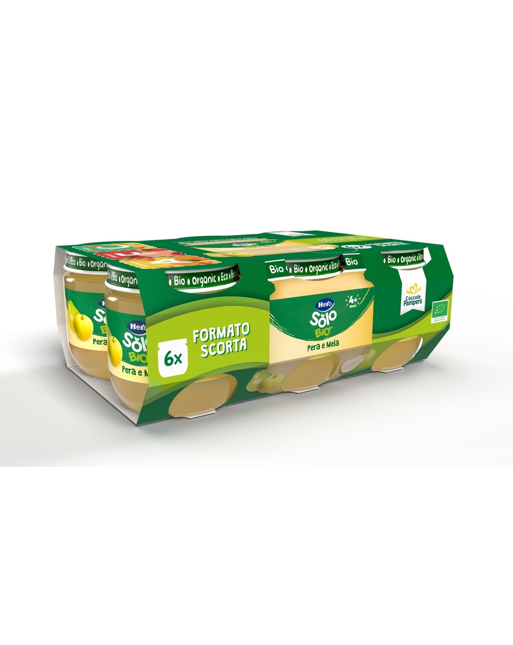 Omogeneizzati frutta pera e mela bio 6x120 gr - hero solo