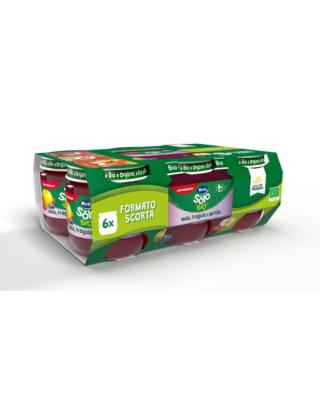 Hero solo omogeneizzato mela fragola mirtillo 6x120gr - hero