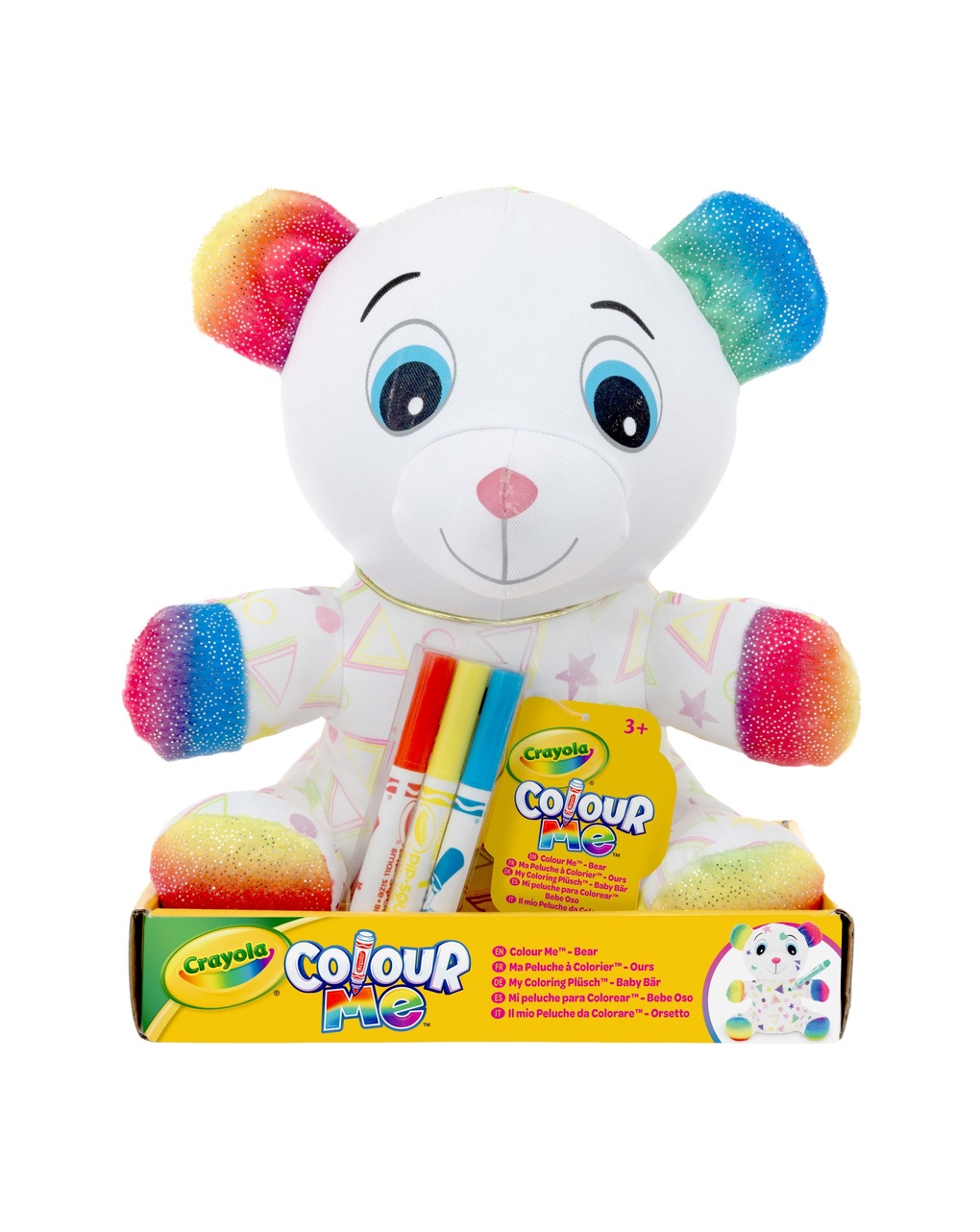 Colour me plush, orsetto peluche colorabile con 3 pennarelli - 3+ crayola