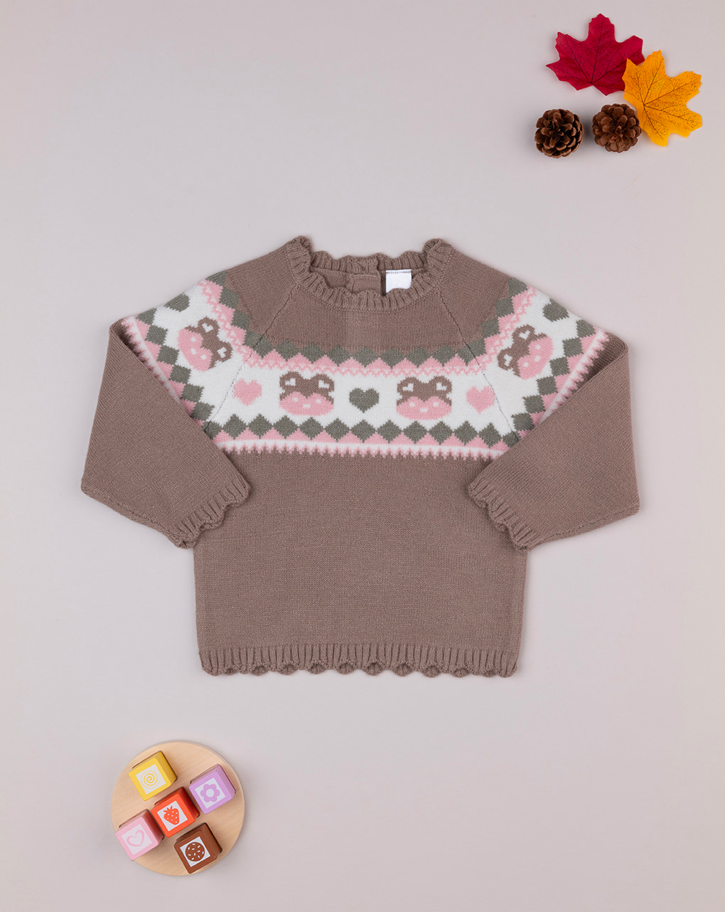 Maglia tricot bimba marrone