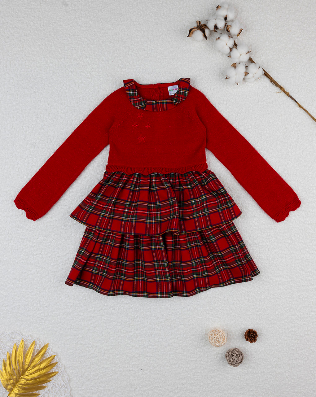 Abito bimba tartan rosso