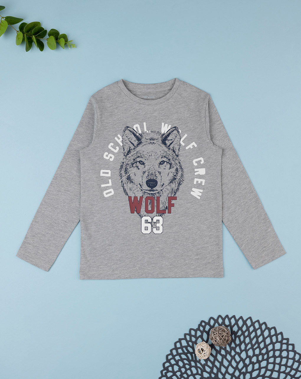 T-shirt bimbo grigia "wolf"