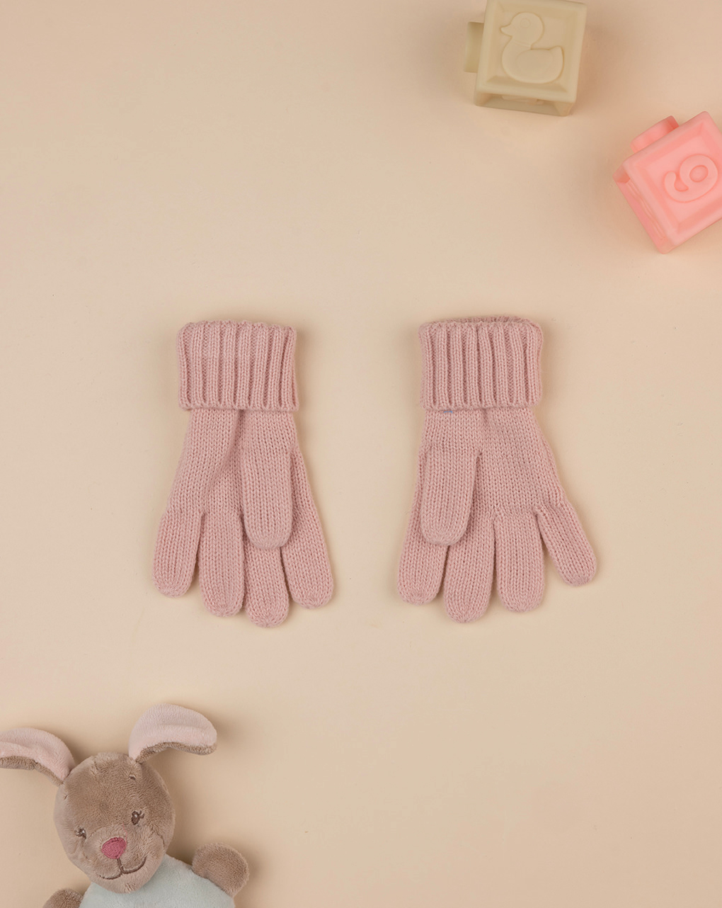 Guanti tricot bimba rosa