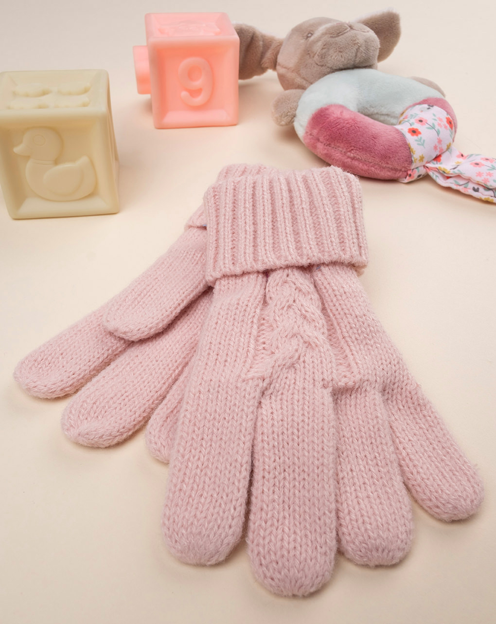 Guanti tricot bimba rosa