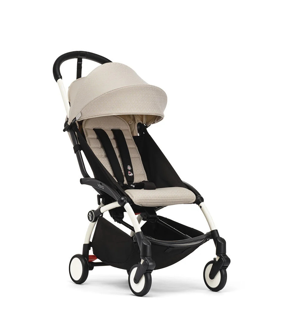 Passeggino con telaio yoyo³ white e rivestimento bonpoint beige 6+ - stokke® yoyo®