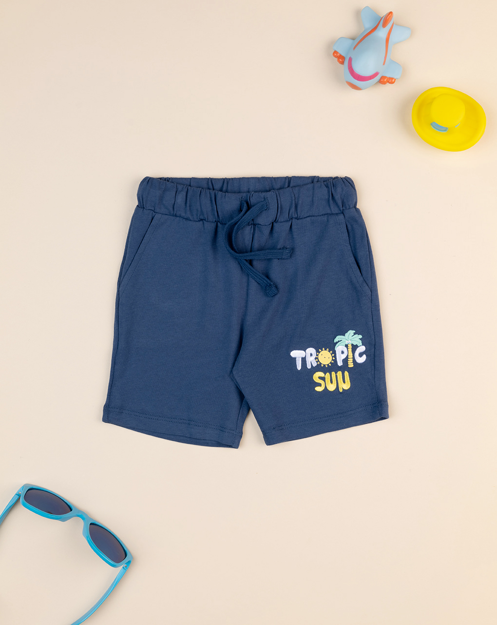 Shorts blu bimbo con stampa