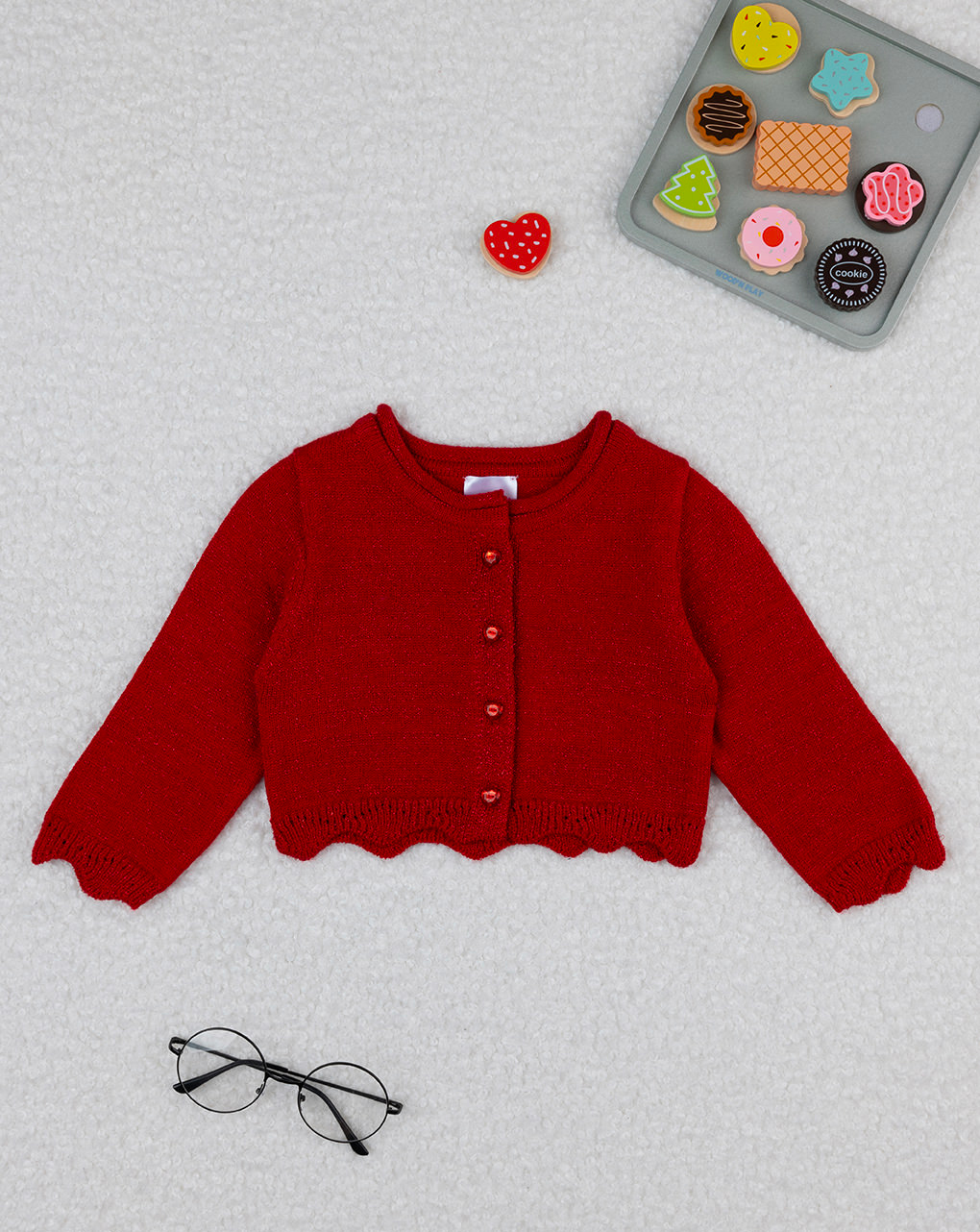 Cardigan tricot bimba rosso