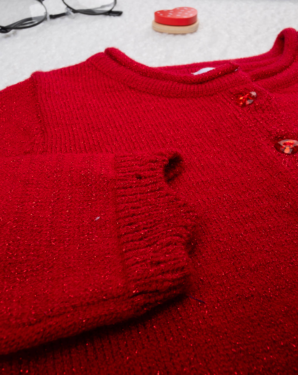 Cardigan tricot bimba rosso