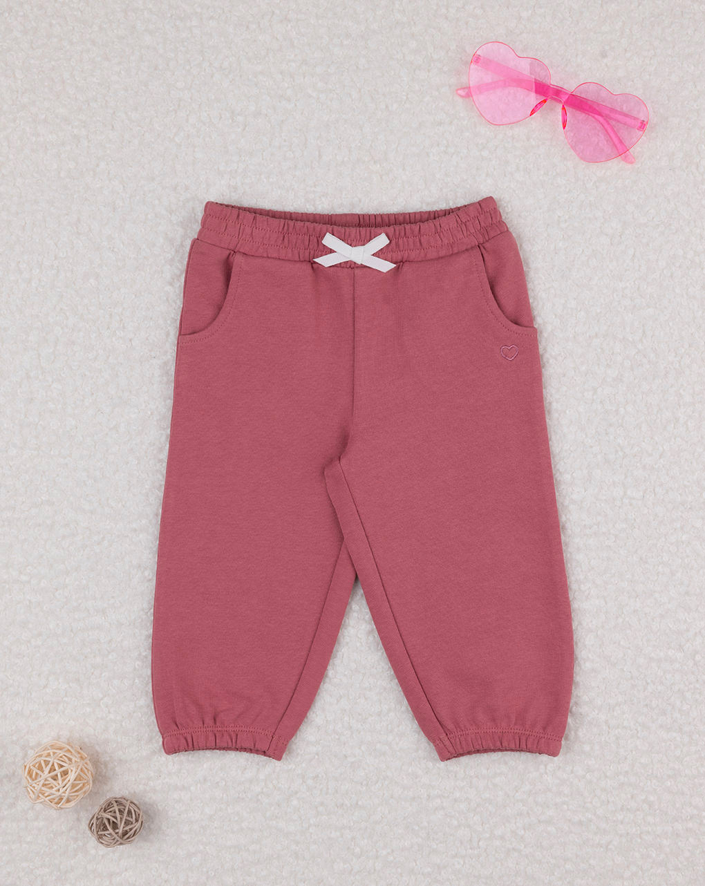 Pantalone french terry bimba rosa