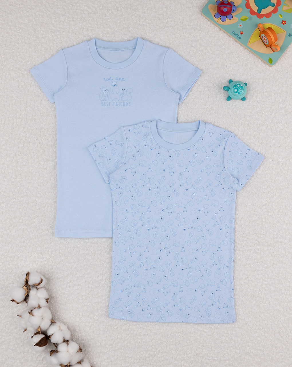 Pack 2 t-shirt bimbo blu organic cotton