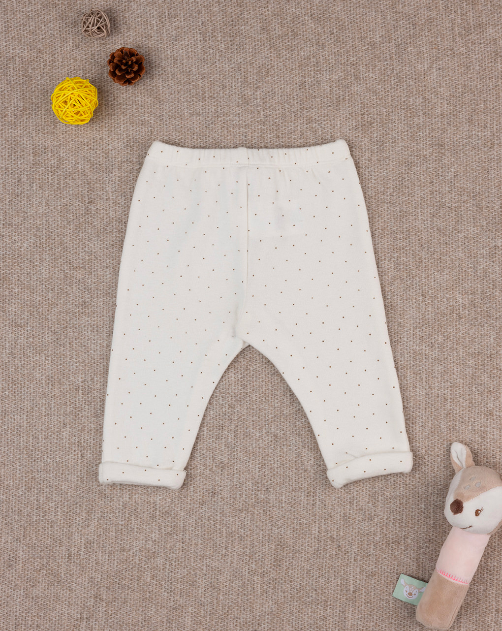 Pantalone bimba bianco pois organic cotton