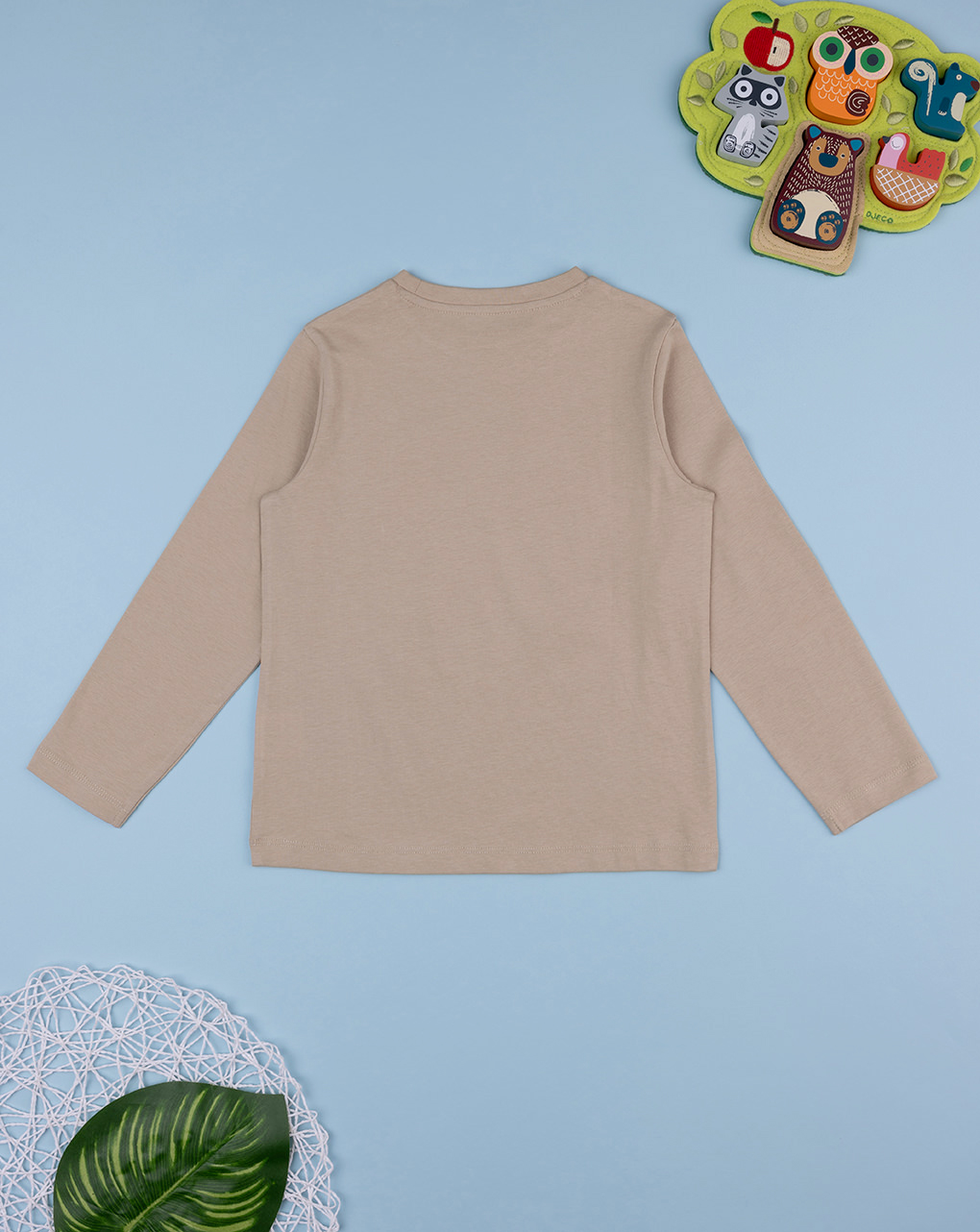 T-shirt bimbo beige con stampa