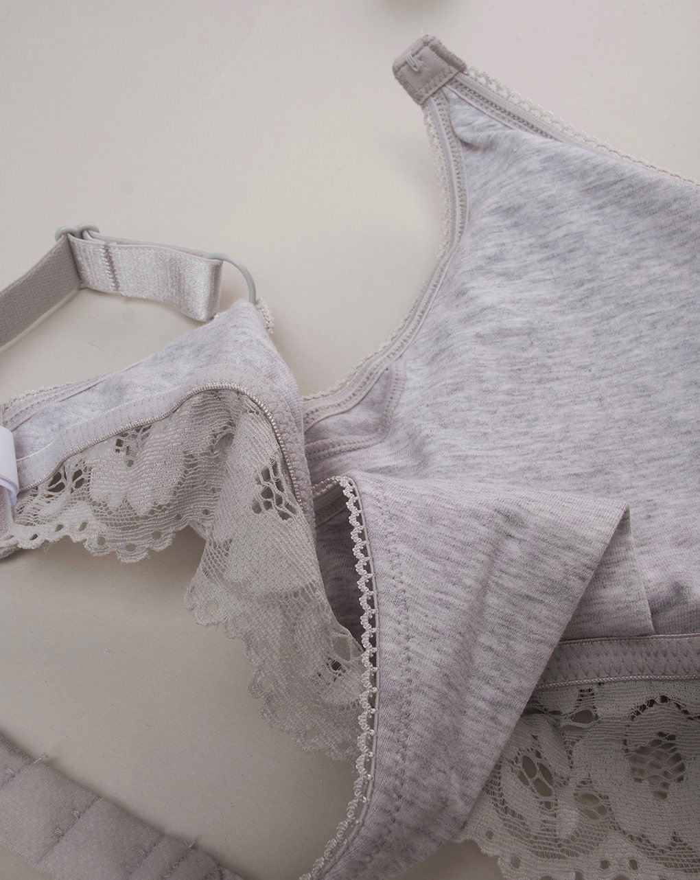 Reggiseno allattamento grigio con pizzo