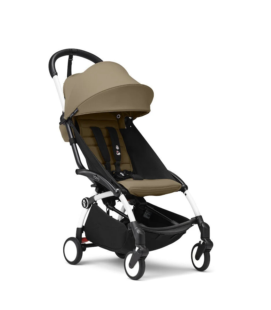 Passeggino con telaio yoyo³ white e rivestimento toffee 6+ - stokke® yoyo®