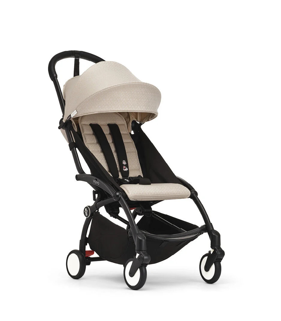 Passeggino con telaio yoyo³ black e rivestimento bonpoint beige 6+ - stokke® yoyo®