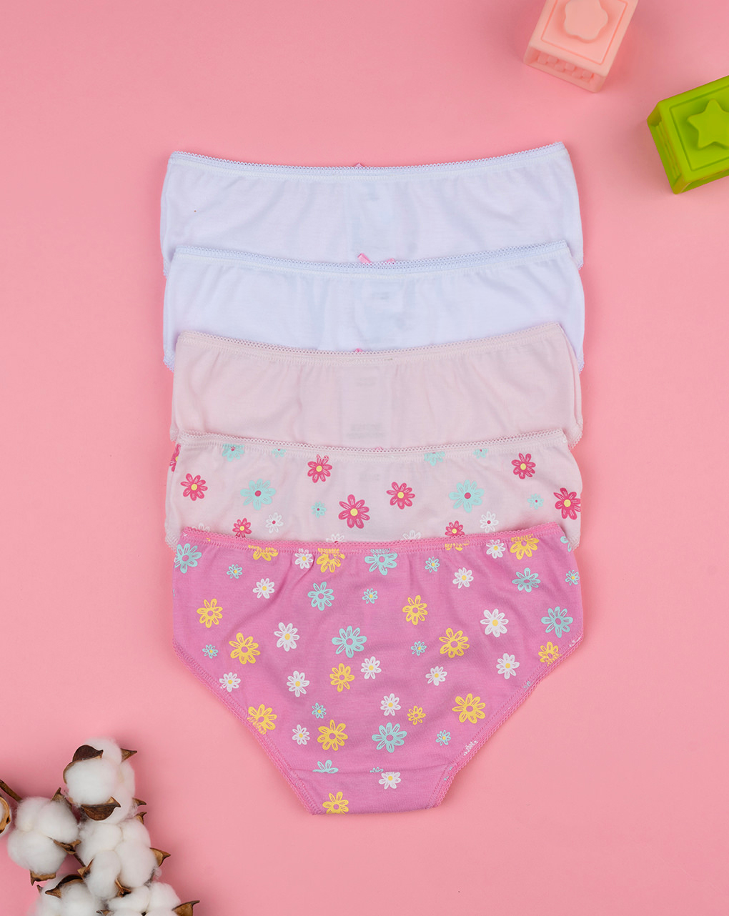 Pack 5 slip bimba "fiori"