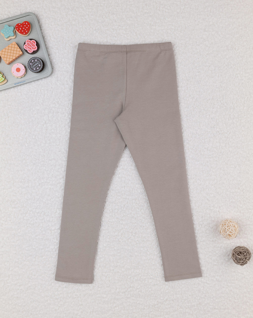 Leggings beige bambina con stampa