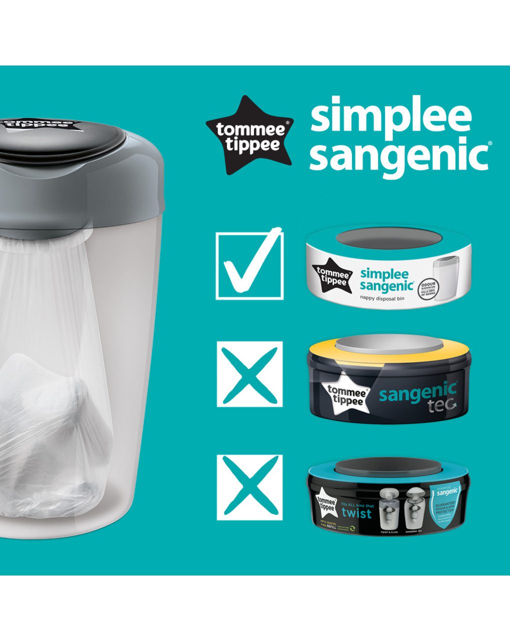 Ricariche simplee sangenic 6 pezzi - tommee tippee