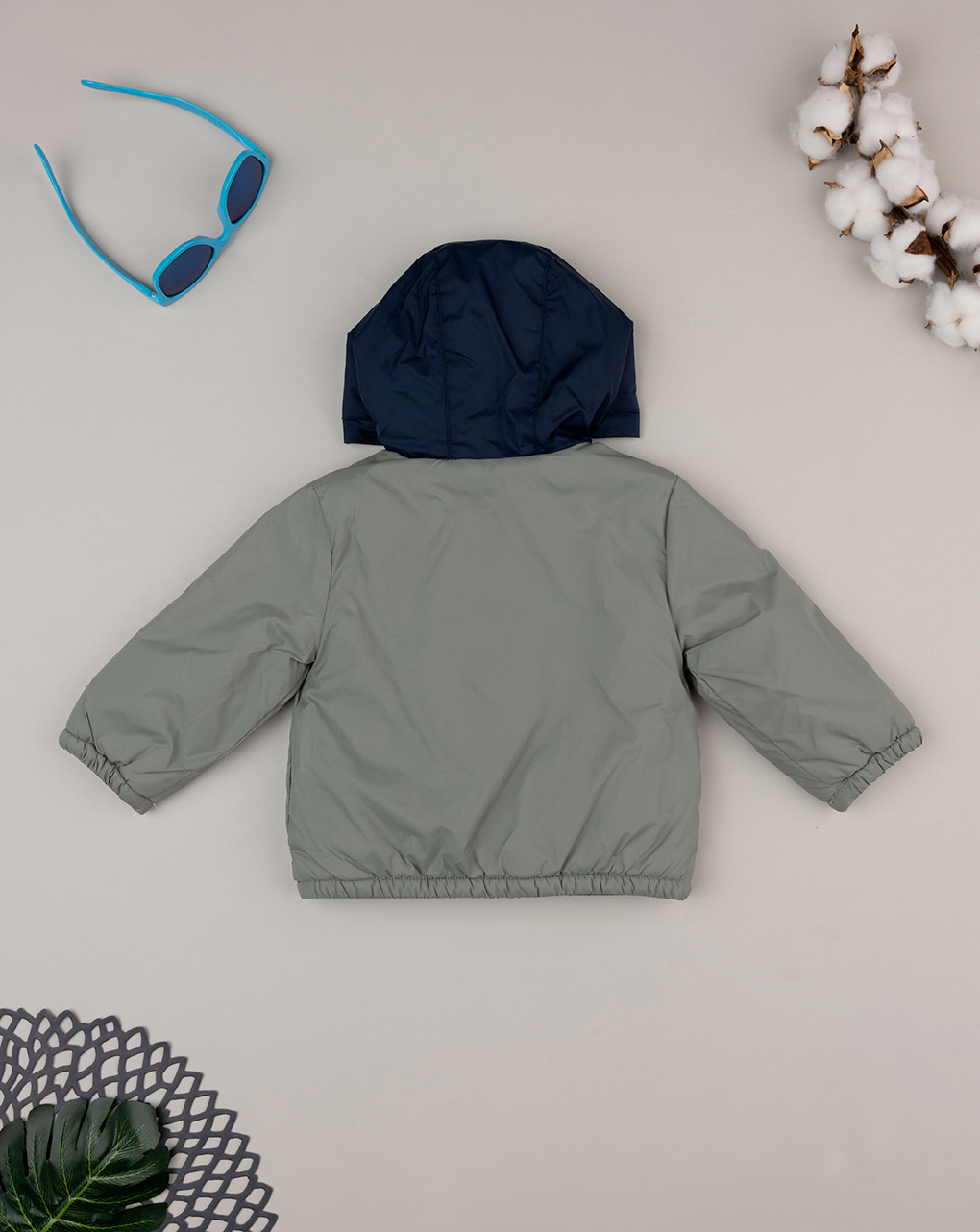 Kway verde bimbo con fodera in pile