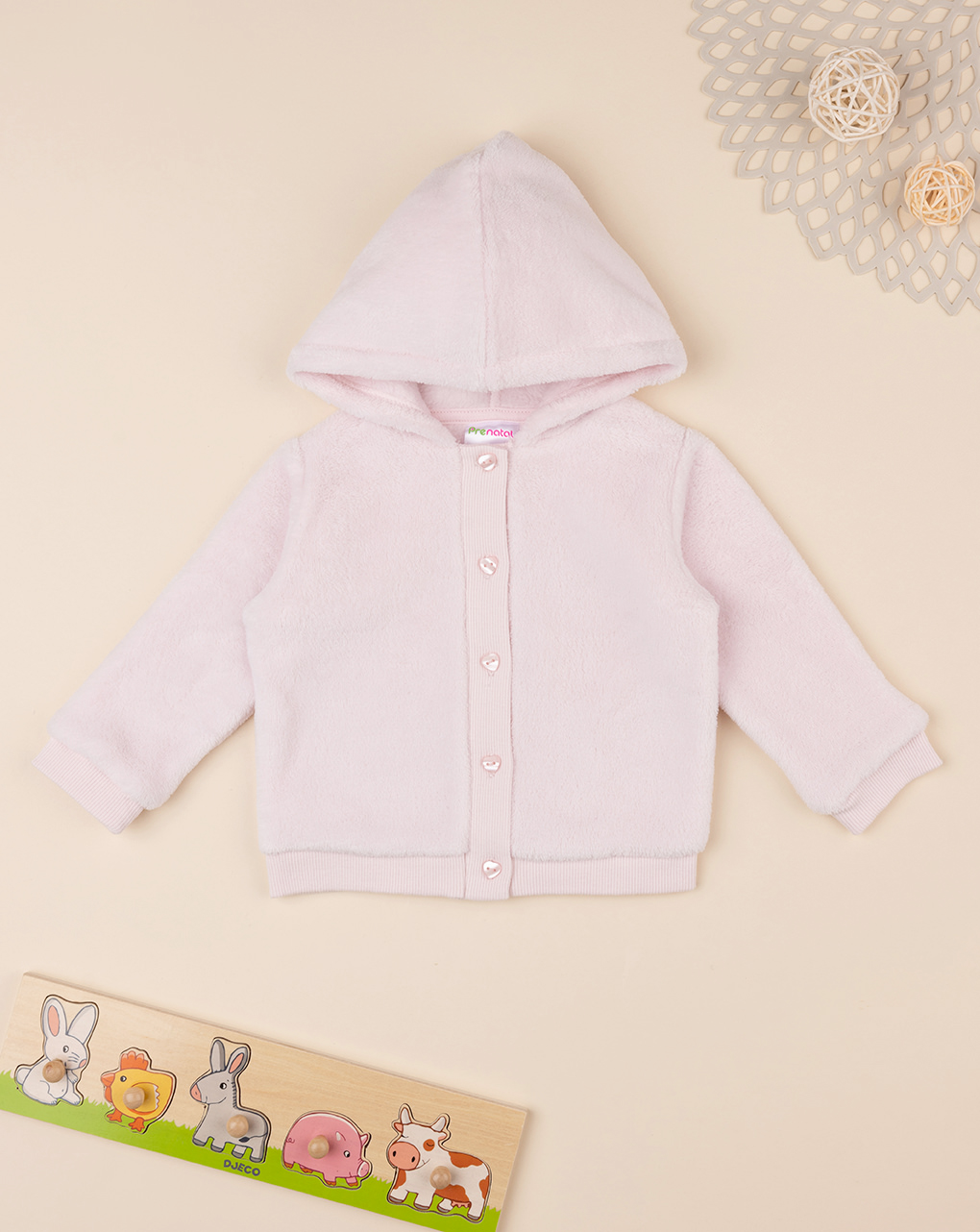 Cardigan pelliccetta rosa neonata