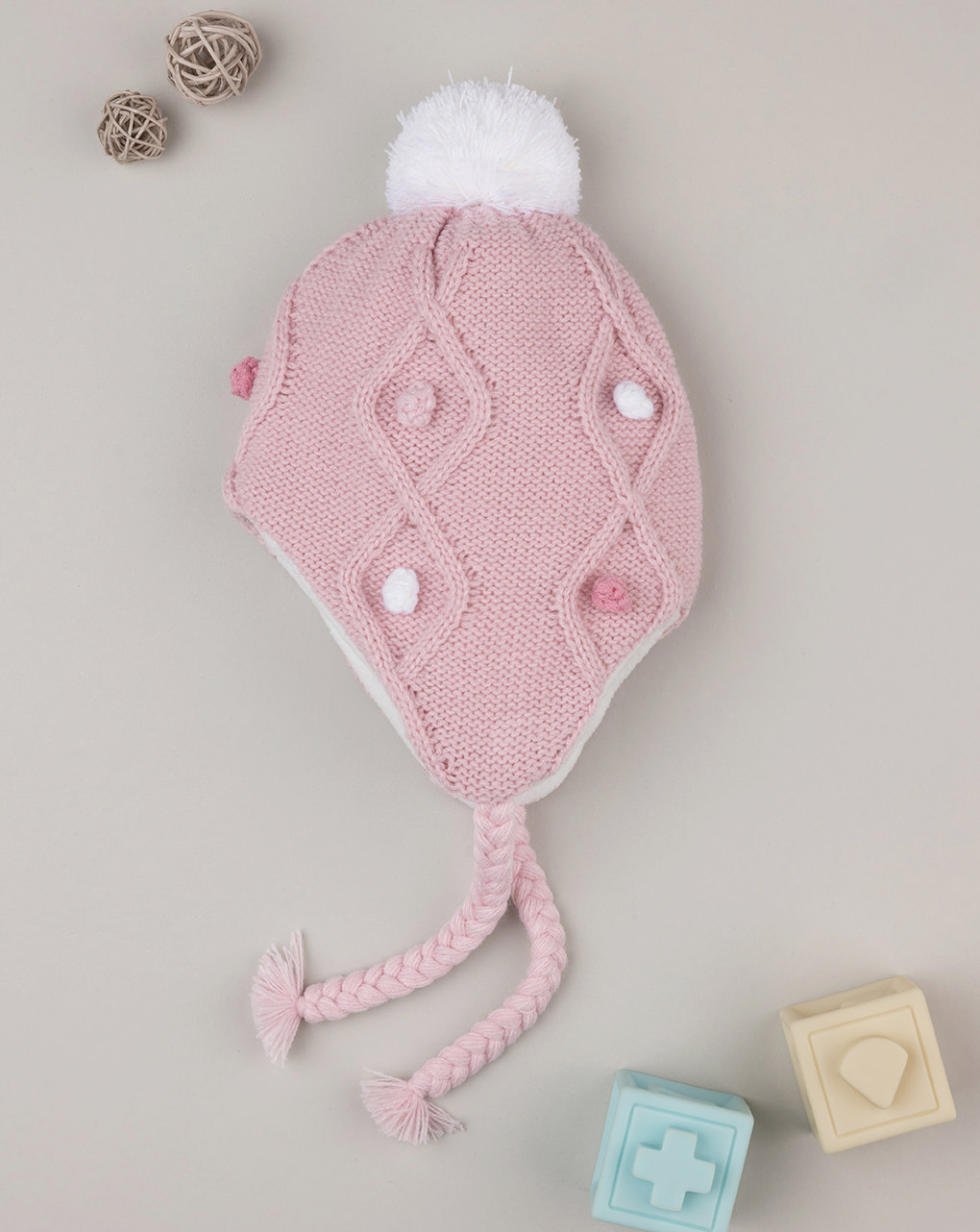 Cappello tricot bimba rosa