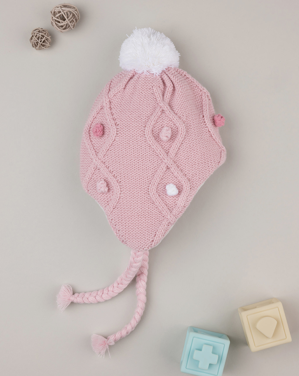 Cappello tricot bimba rosa