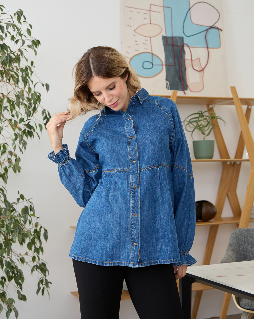 Camicia premaman allattamento in denim