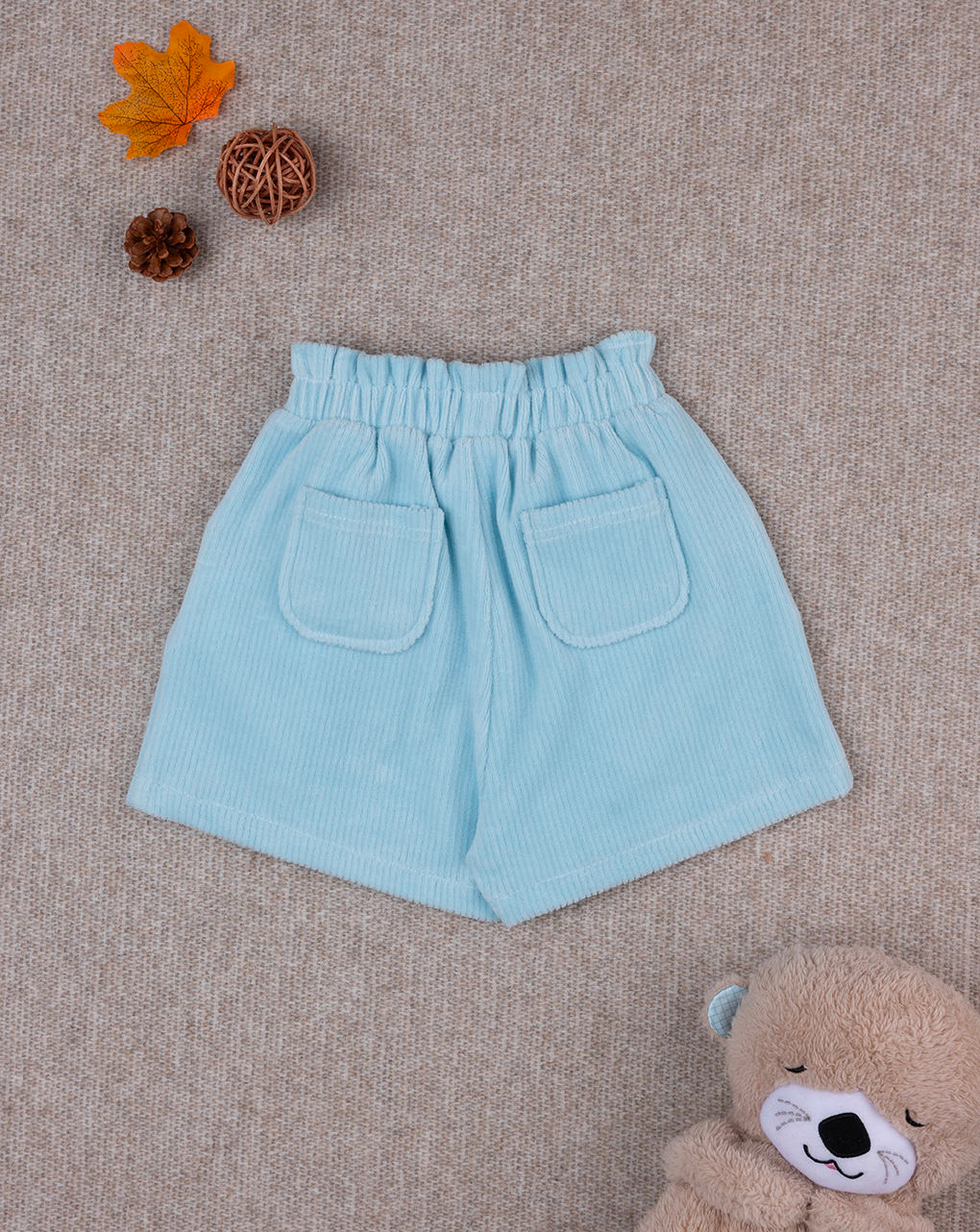 Shorts azzurri in ciniglia da bambina