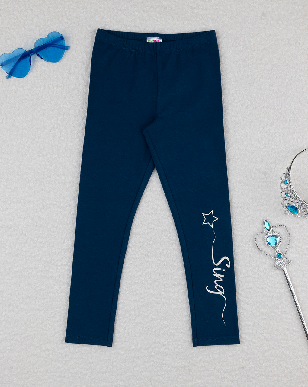 Legging bimba blu con stampa