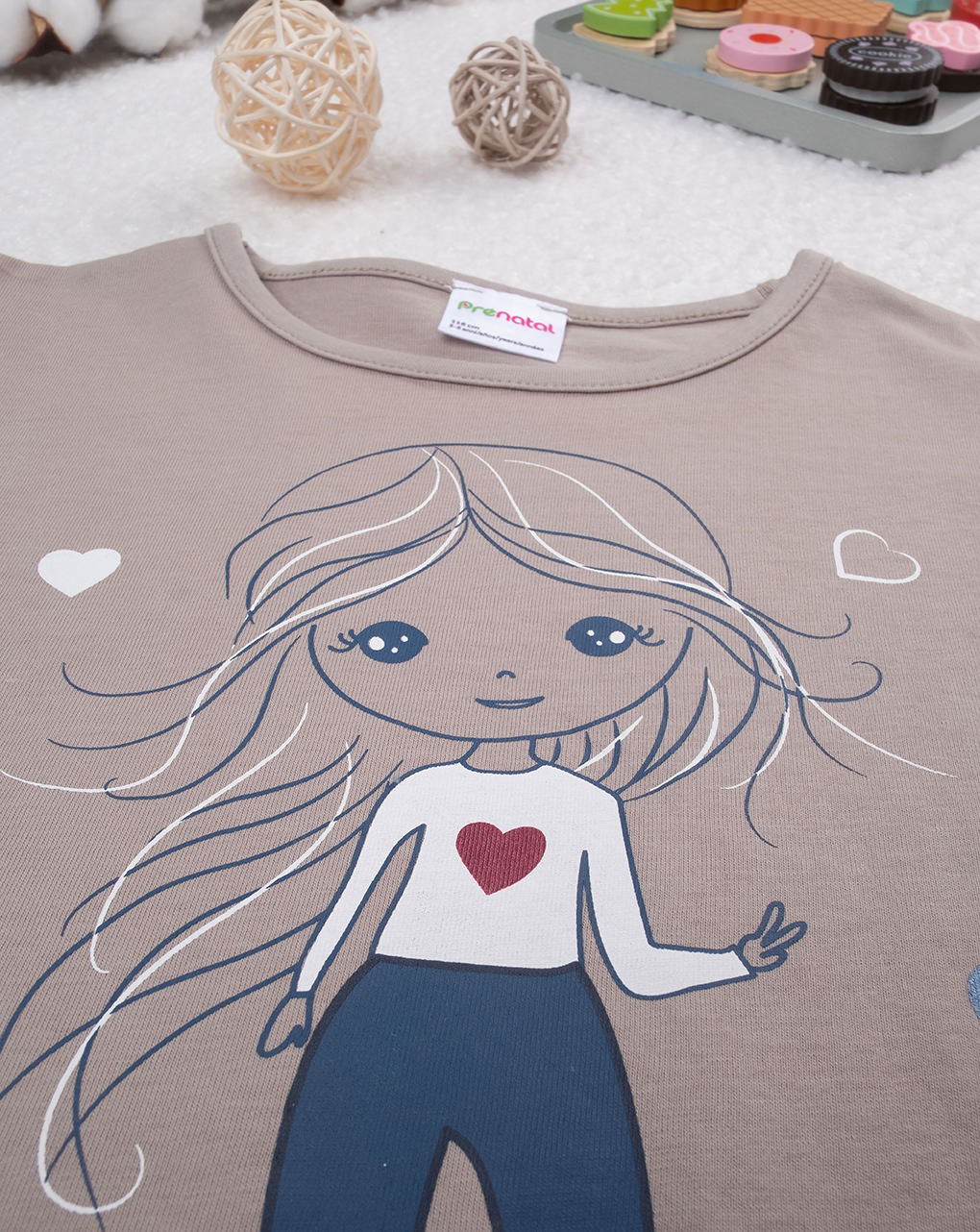 T-shirt marrone maniche lunghe bambina